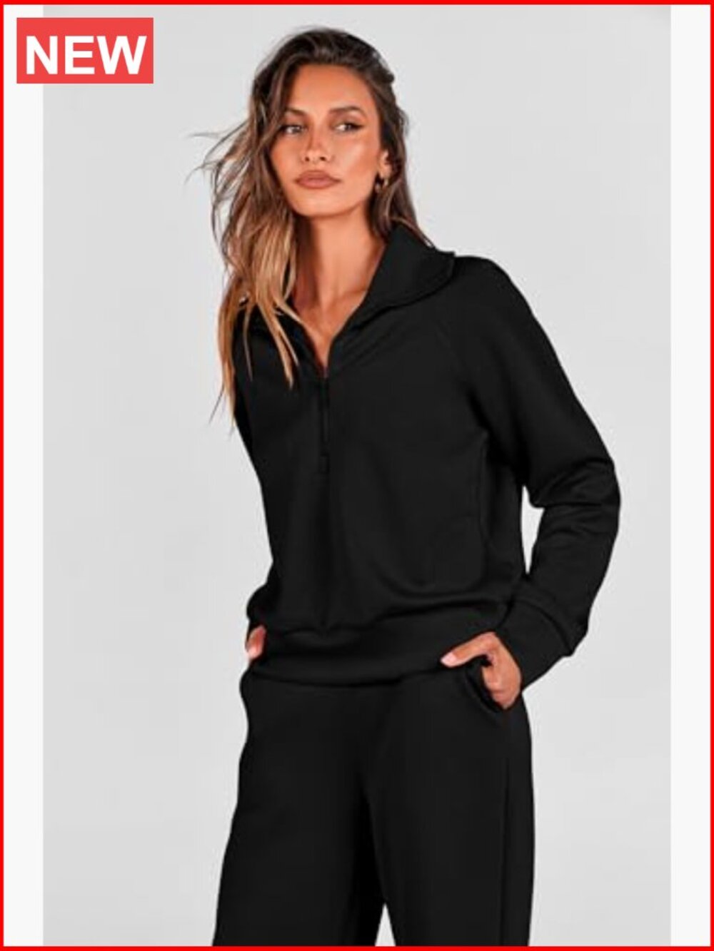 2 Piece Outfits Half Zip Sweatshirt Wide Leg Pants Tracksuit Set - Picture 3 of 7